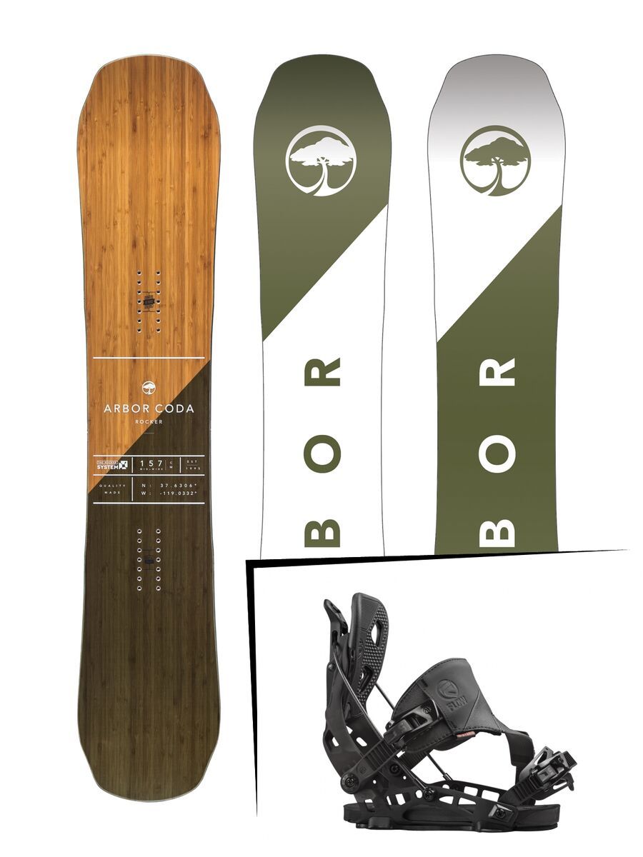 Set: Arbor Coda Rocker 2017 + Flow NX2 Hybrid 2016, black - Snowboardset - Bild 1
