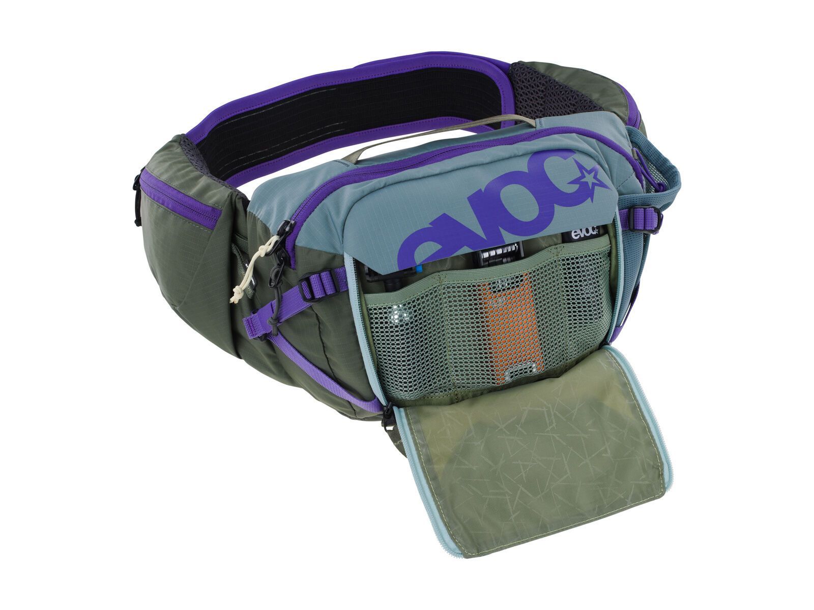 Evoc Hip Pack Pro 3 + Hydration Bladder 1,5, steel/violet/dark olive - Bild 5