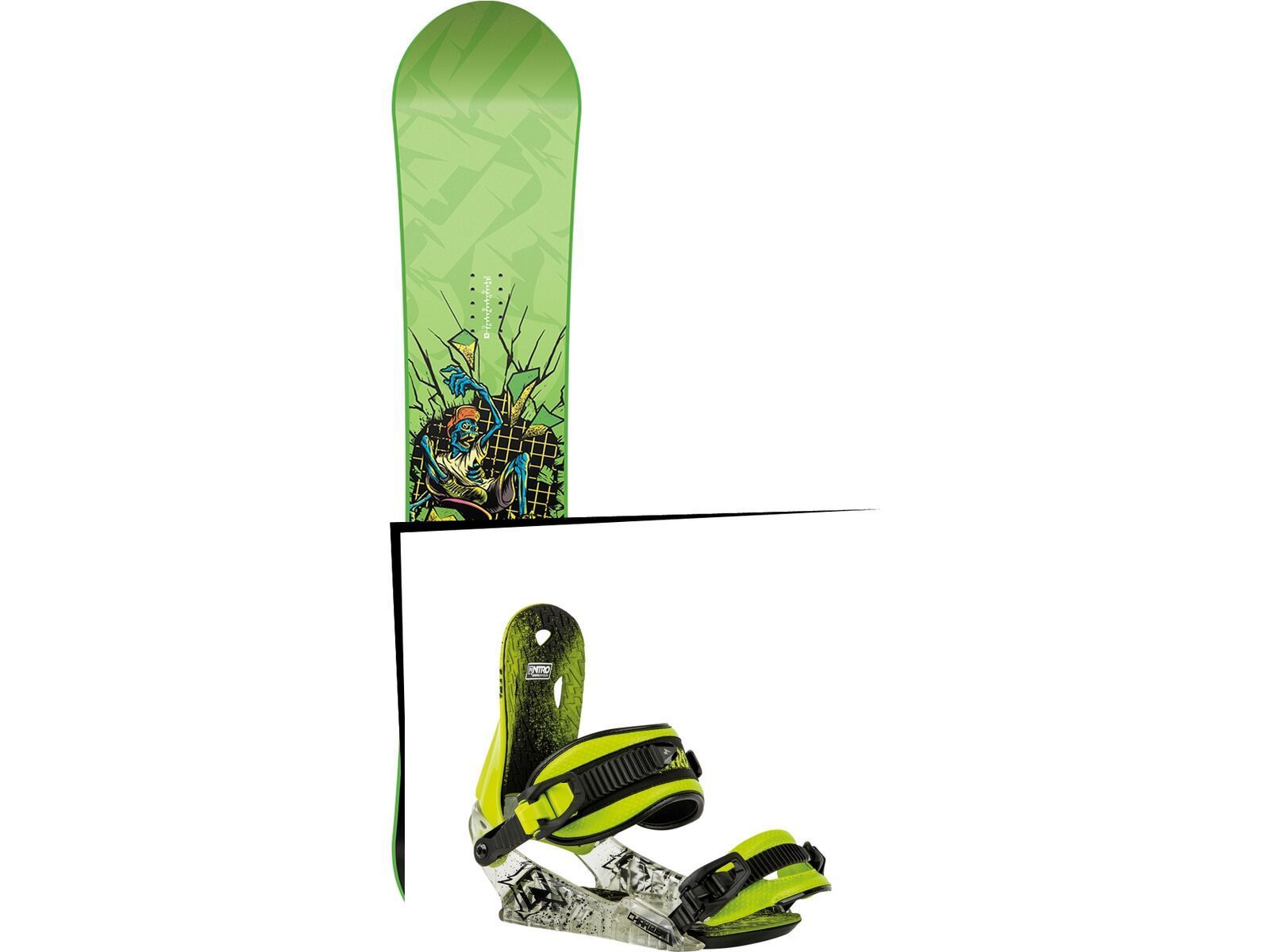 Set: Nitro Ripper Youth 2017 + Nitro Charger 2017, lime - Snowboardset | Bild 1