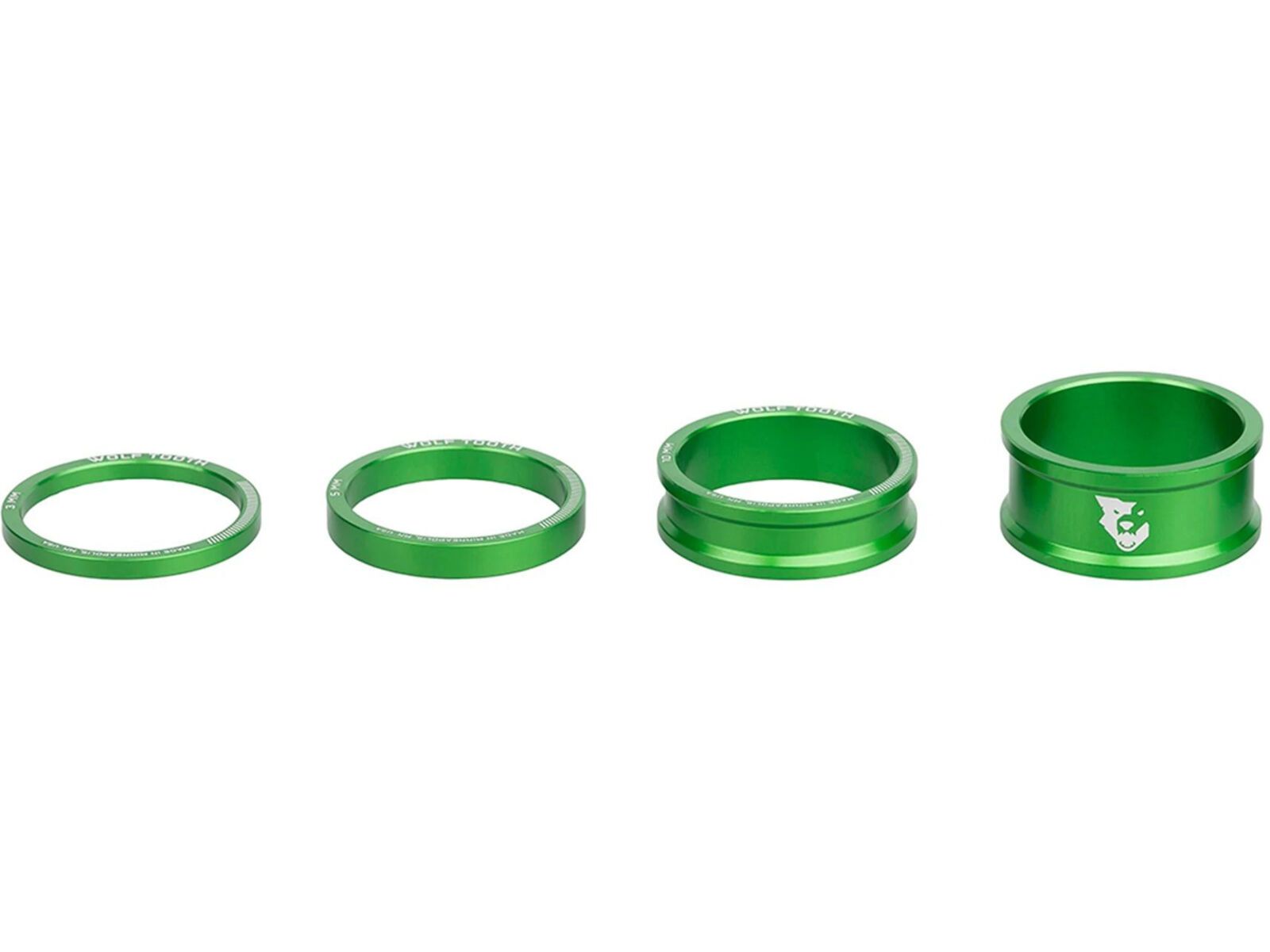 Wolf Tooth Precision Headset Spacers - 3/5/10/15 mm Kit, green | Bild 1