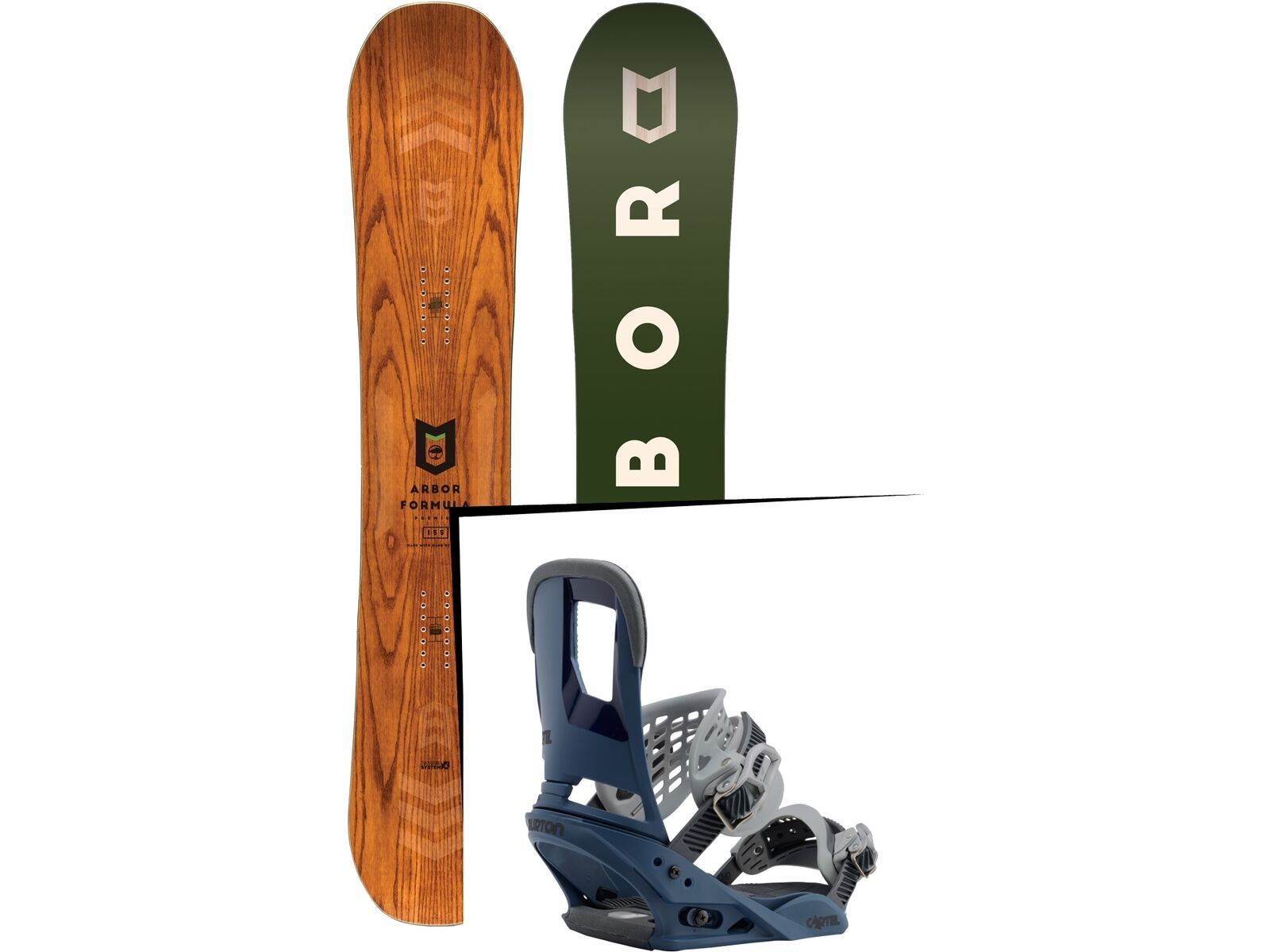 Set: Arbor Formula Premium Mid Wide 2017 + Burton Cartel 2017, blue steel - Snowboardset | Bild 1