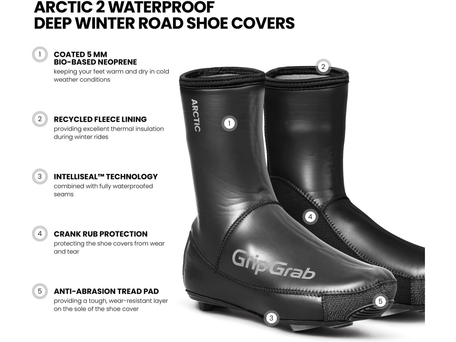 GripGrab Arctic 2 Waterproof Deep Winter Road Shoe Covers, black | Bild 8