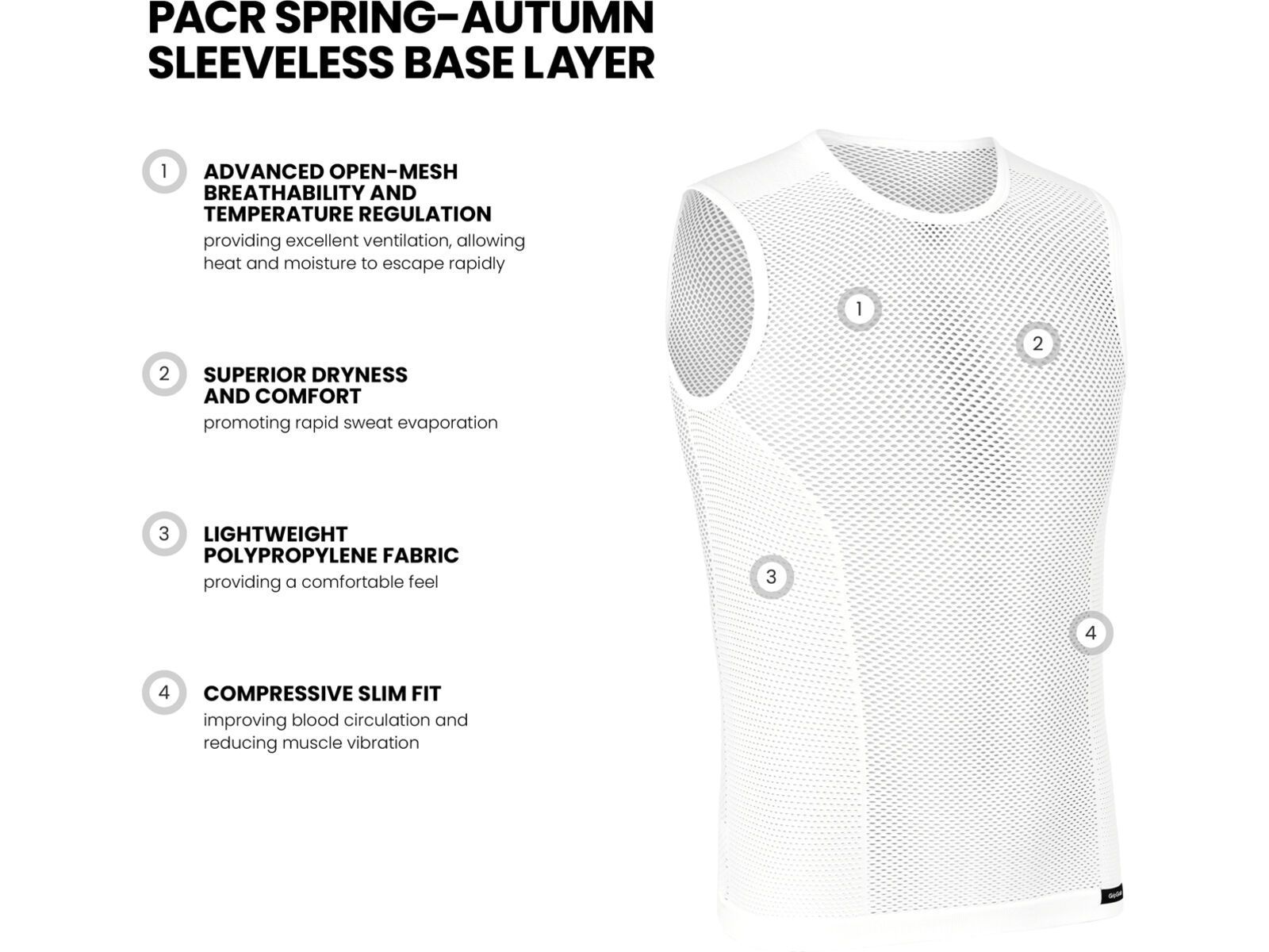 GripGrab PACR Spring-Autumn Sleeveless Base Layer, white | Bild 8