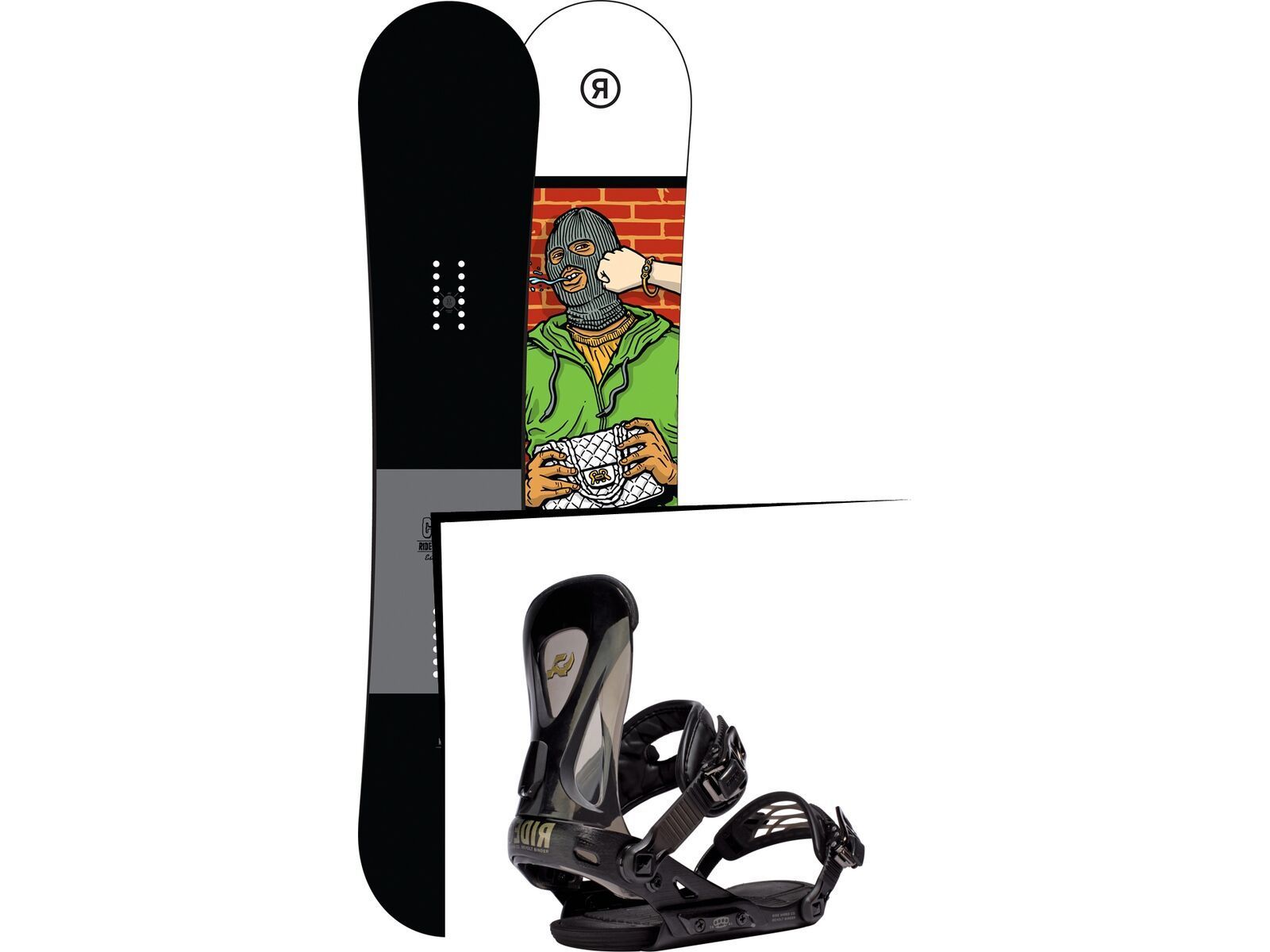 Set: Ride Crook 2017 + Ride Revolt 2016, black - Snowboardset | Bild 1