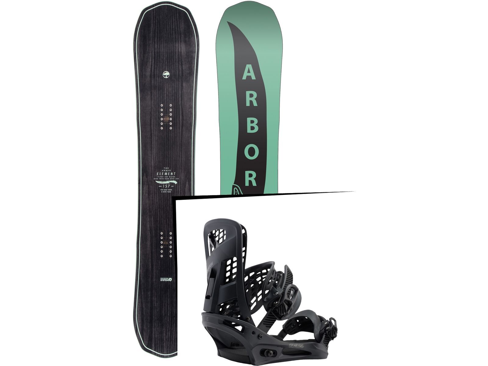 Set: Arbor Element 2017 + Burton Genesis 2017, black - Snowboardset | Bild 1