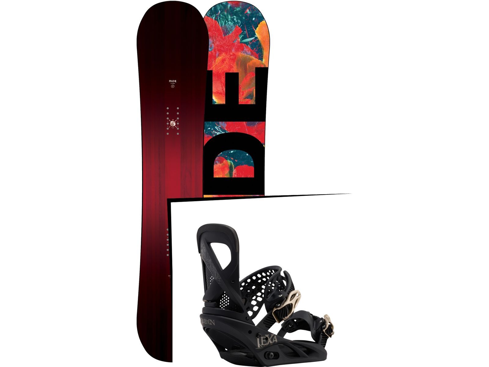 Set: Ride Saturday 2017 + Burton Lexa 2017, black gold - Snowboardset | Bild 1