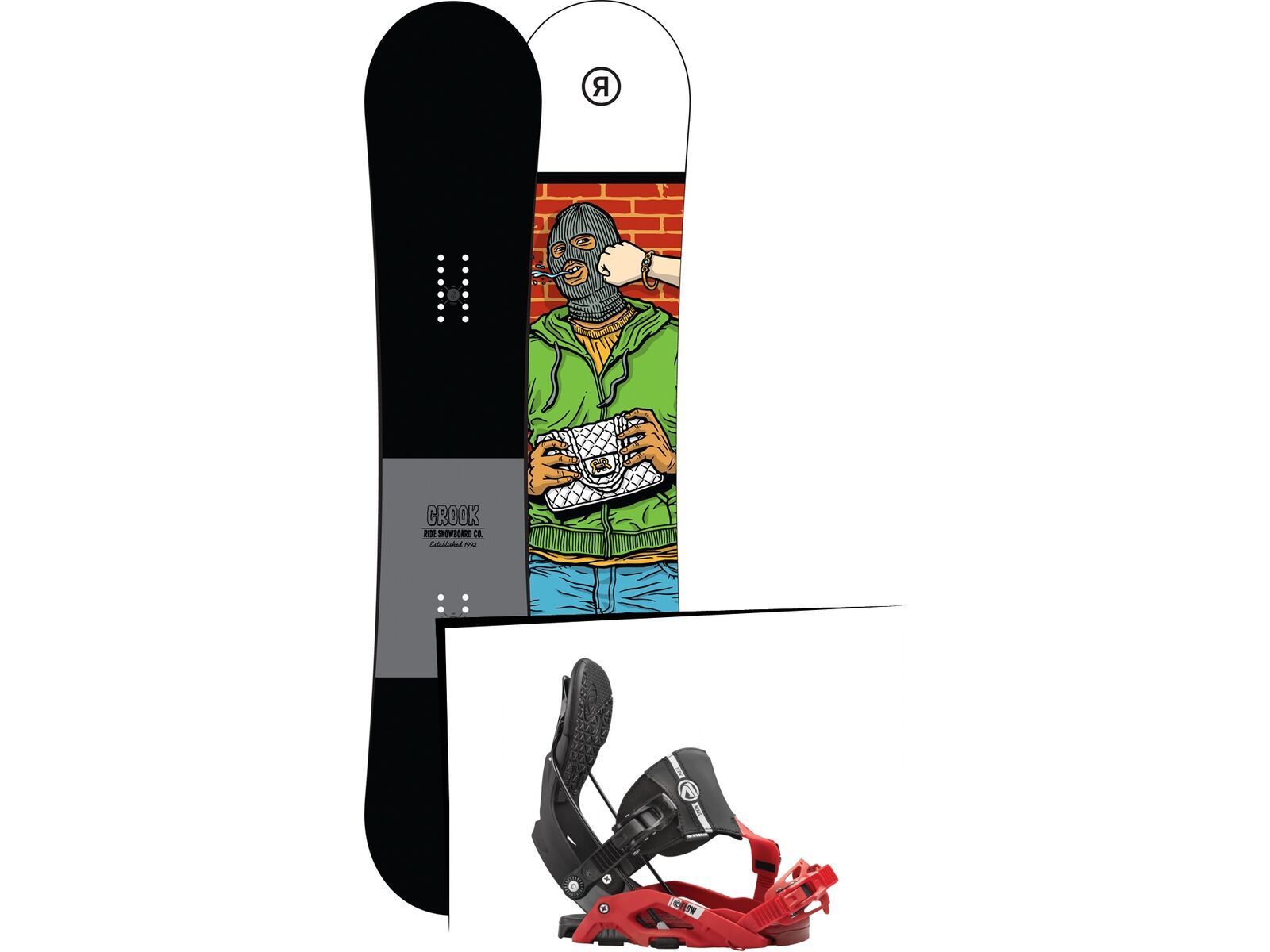 Set: Ride Crook 2017 + Flow Nexus Hybrid 2016, black/red - Snowboardset | Bild 1