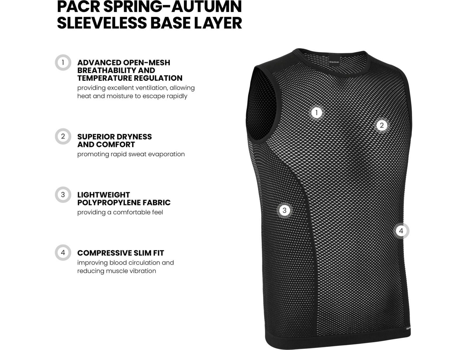 GripGrab PACR Spring-Autumn Sleeveless Base Layer, black | Bild 8
