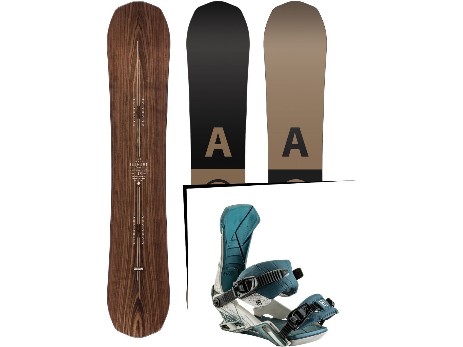 Set: Arbor Element Premium 2017 + Nitro Team 2017, wolfpack white - Snowboardset | Bild 1
