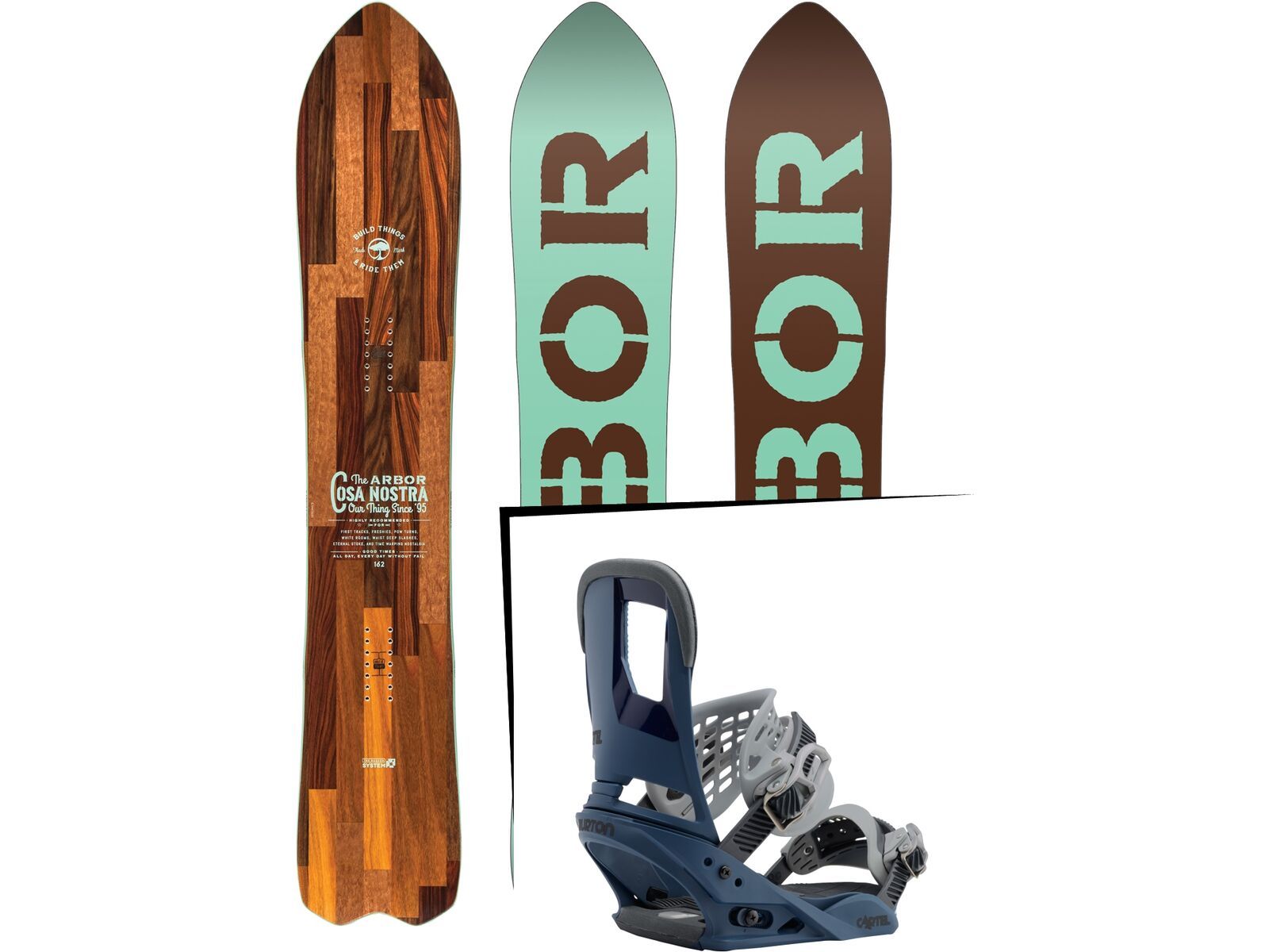 Set: Arbor Cosa Nostra 2017 + Burton Cartel 2017, blue steel - Snowboardset | Bild 1