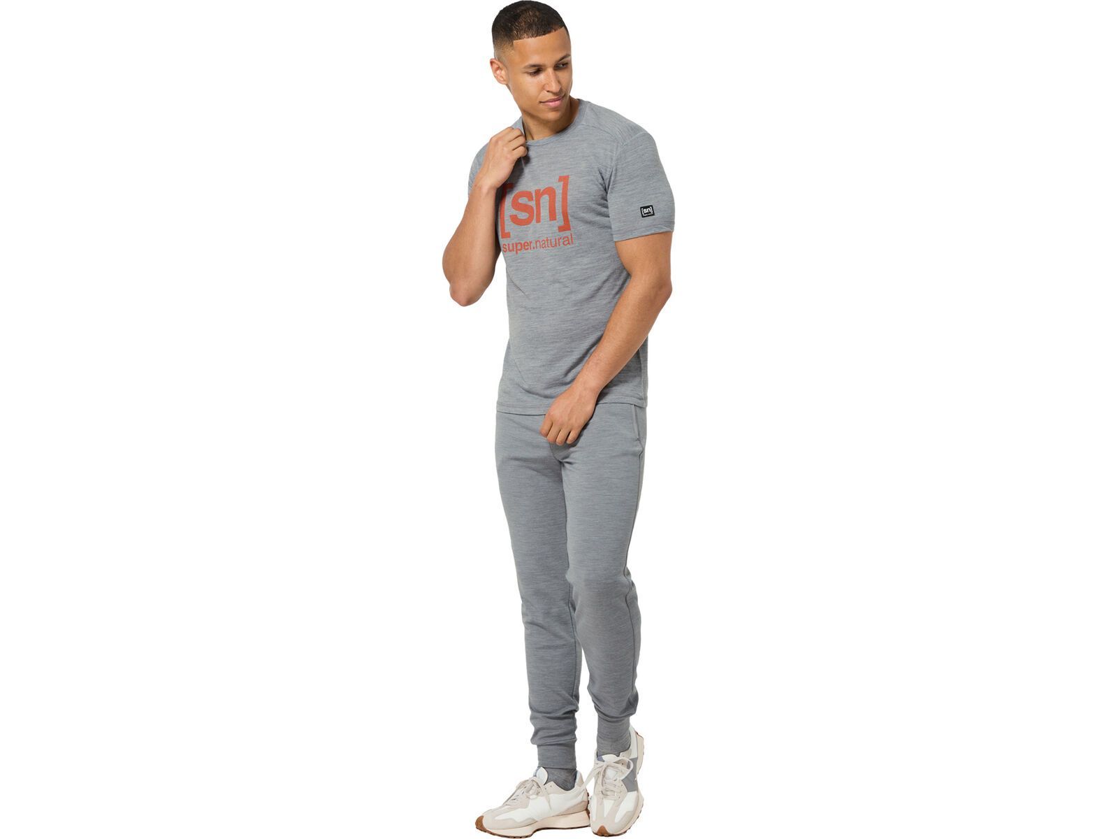 super.natural M Logo Tee, cashmere grey melange/chilli | Bild 3