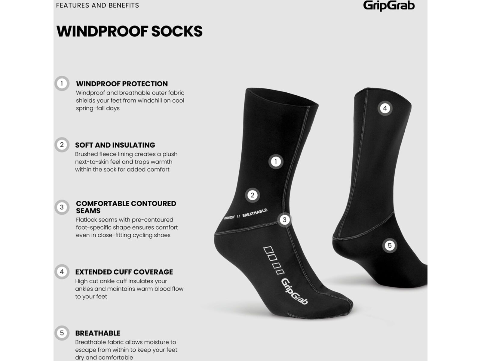 GripGrap Windproof Spring-Autumn Socks, black | Bild 9
