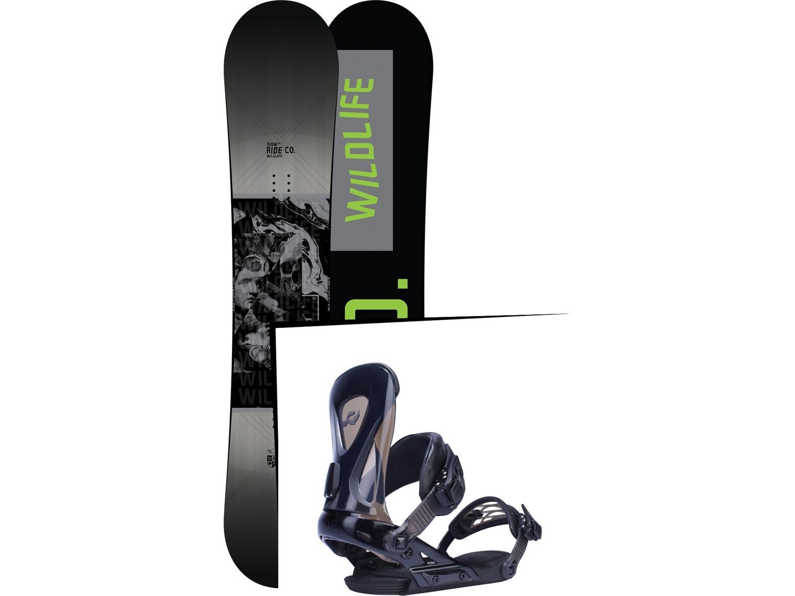 Set: Ride Wild Life Wide 2017 + Ride Revolt 2017, black - Snowboardset | Bild 1