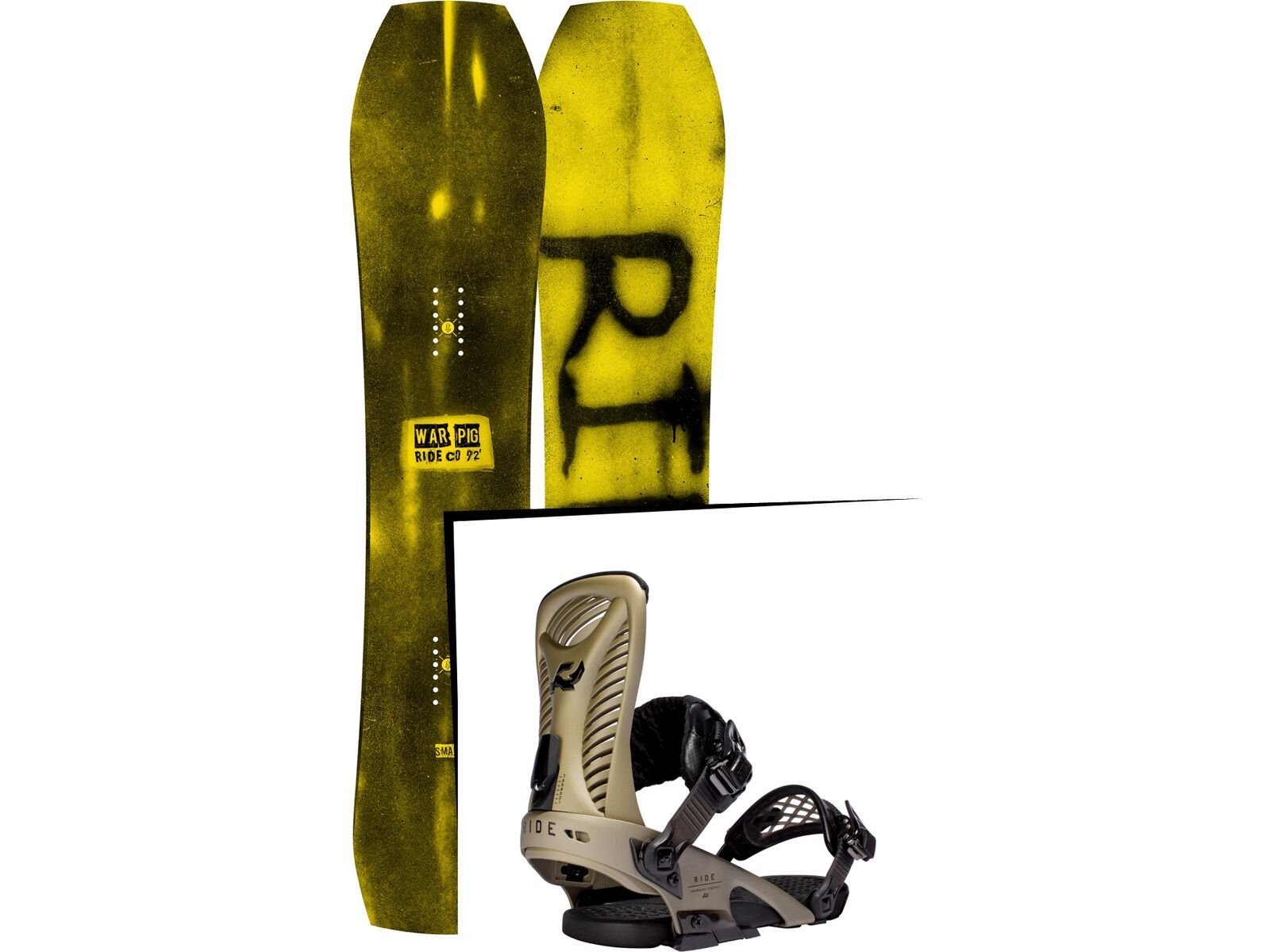 Set: Ride Warpig Small 2017 + Ride Capo 2016, gold - Snowboardset | Bild 1