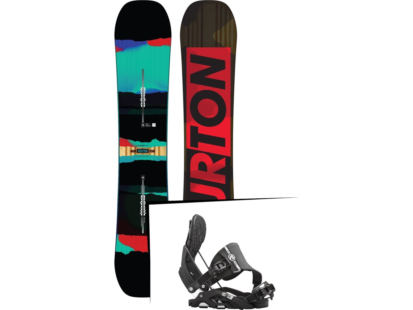 Set: Burton Process Flying V 2016 + Flow Nexus Hybrid 2016, black - Snowboardset | Bild 1