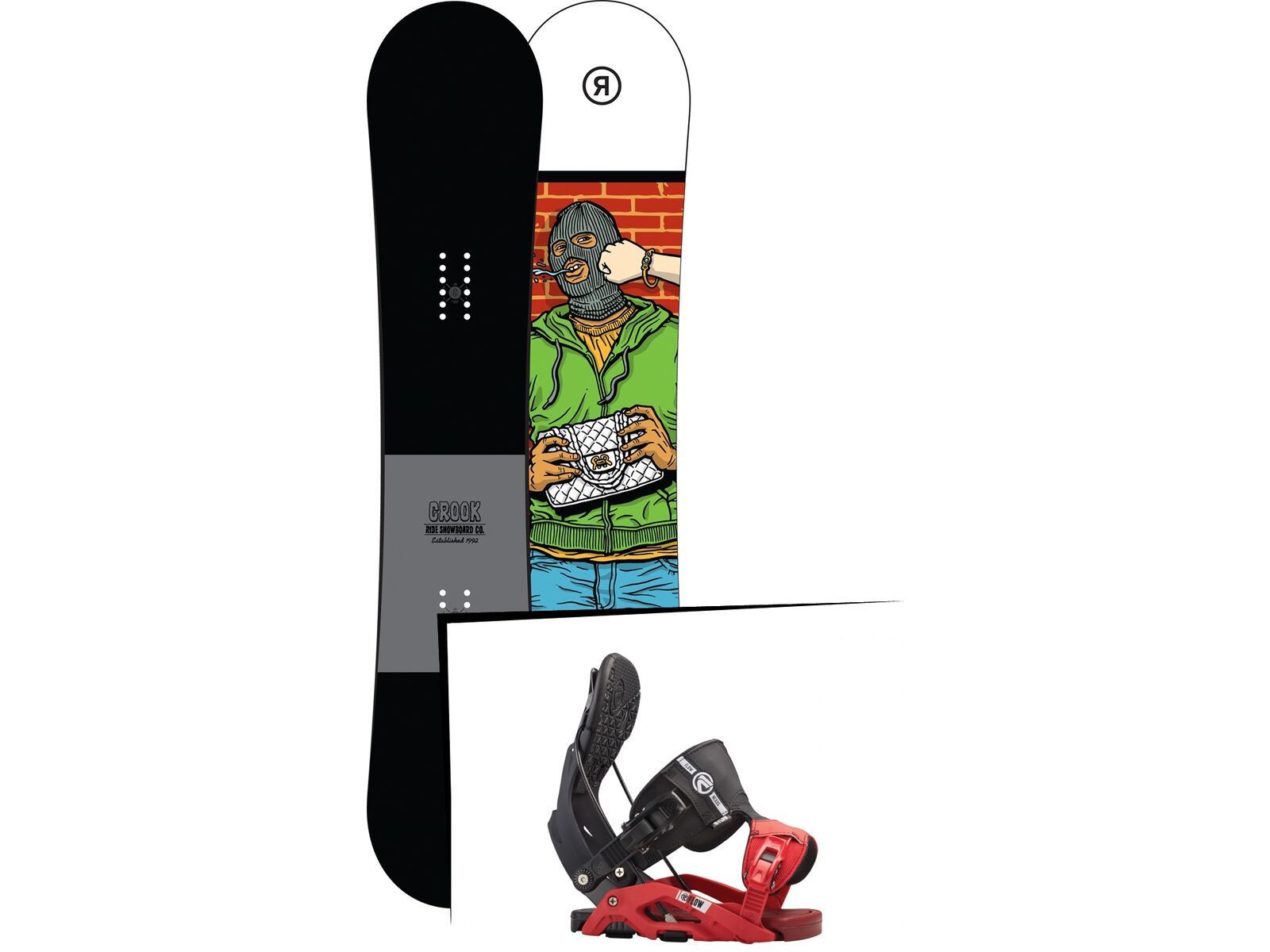Set: Ride Crook 2017 + Flow Nexus 2016, black/red - Snowboardset | Bild 1