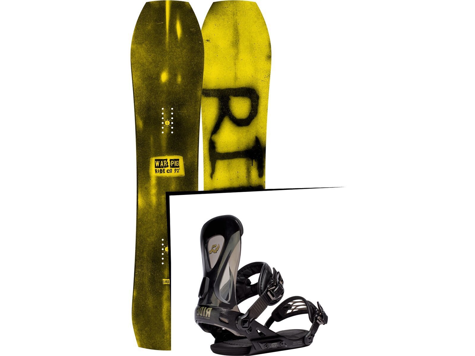 Set: Ride Warpig Small 2017 + Ride Revolt 2016, black - Snowboardset | Bild 1