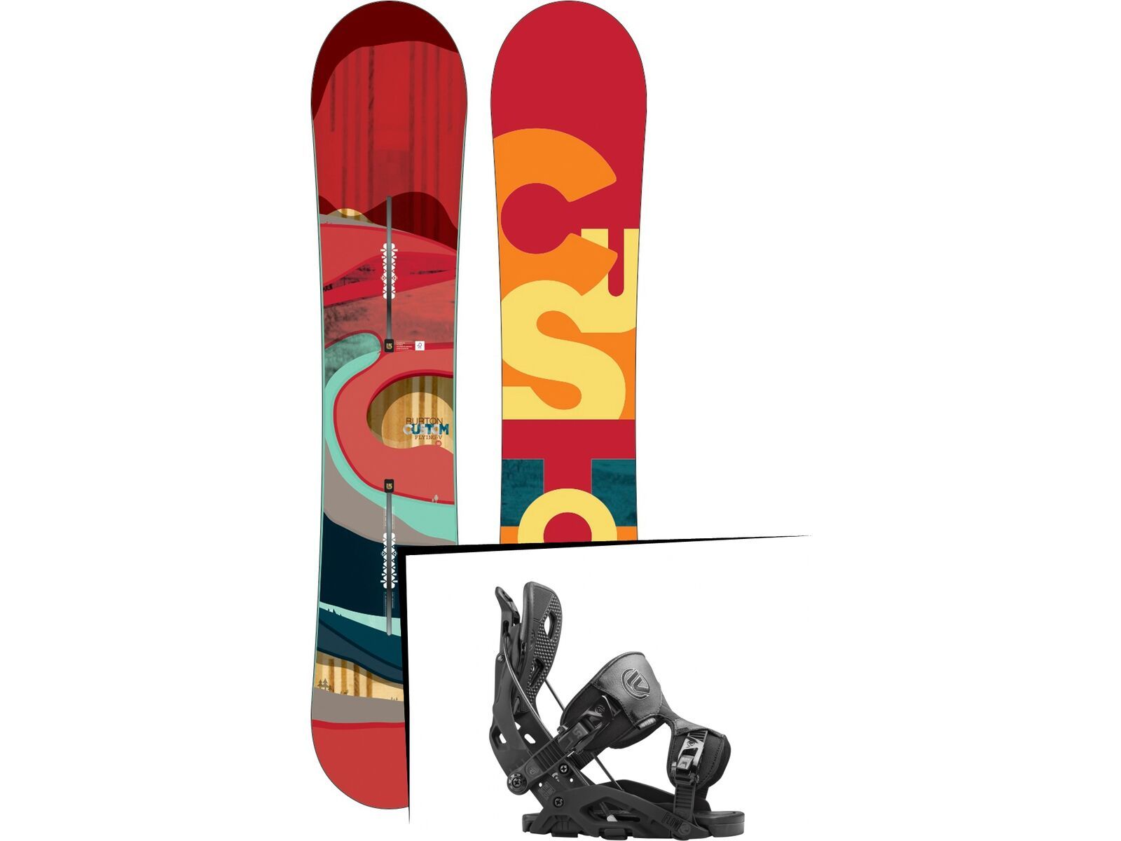 Set: Burton Custom Flying V 2016 + Flow Fuse 2016, black - Snowboardset | Bild 1