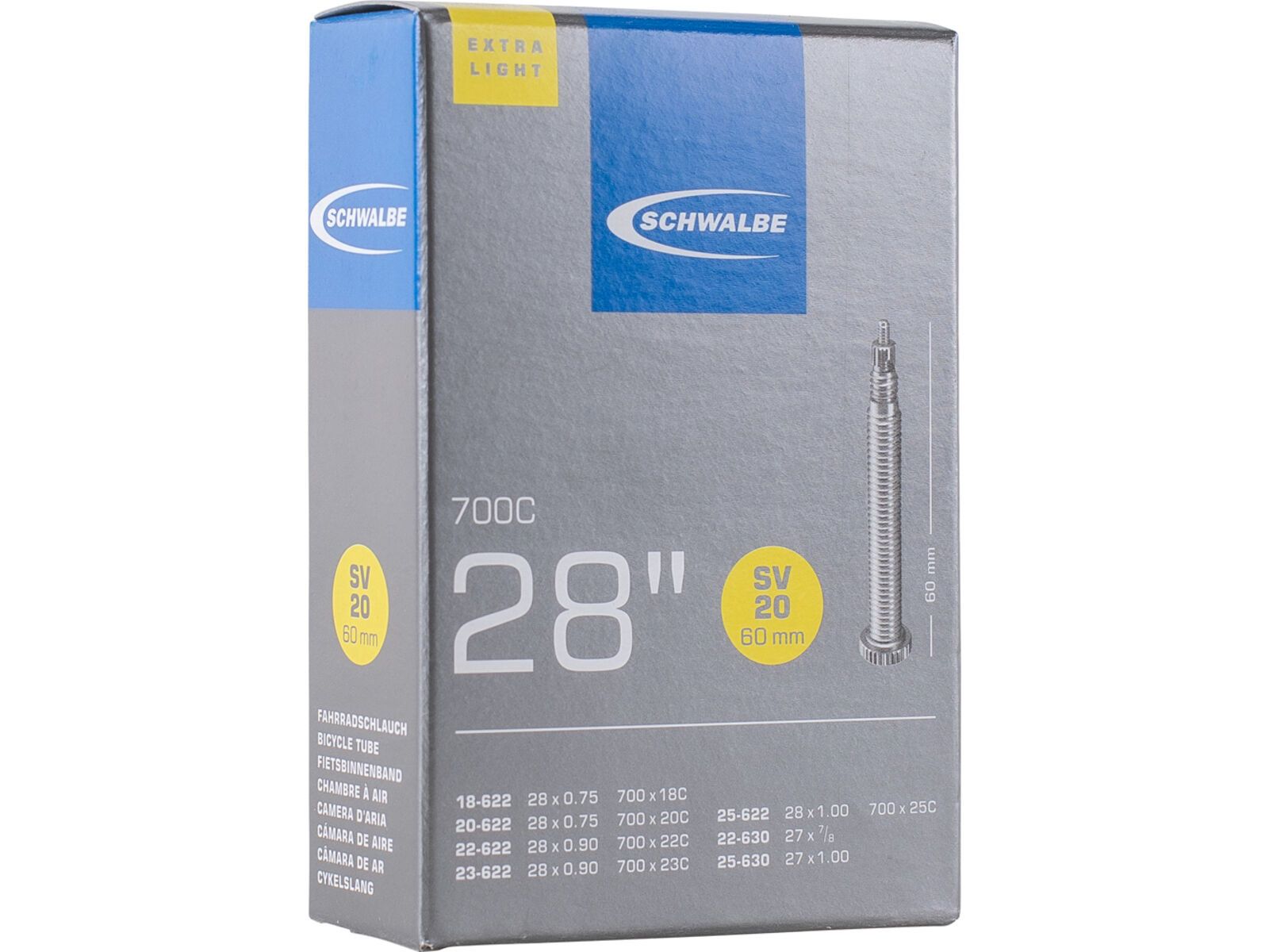 Schwalbe Schlauch SV 20 Extra Light - 28 Zoll / 700 x 18-25C / 60 mm | Bild 1