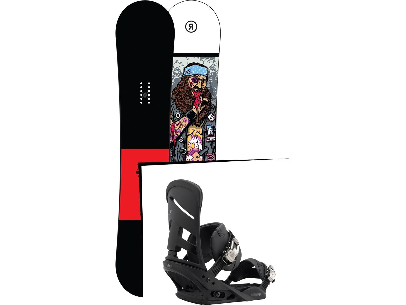 Set: Ride Crook Wide 2017 + Burton Mission 2017, black - Snowboardset | Bild 1