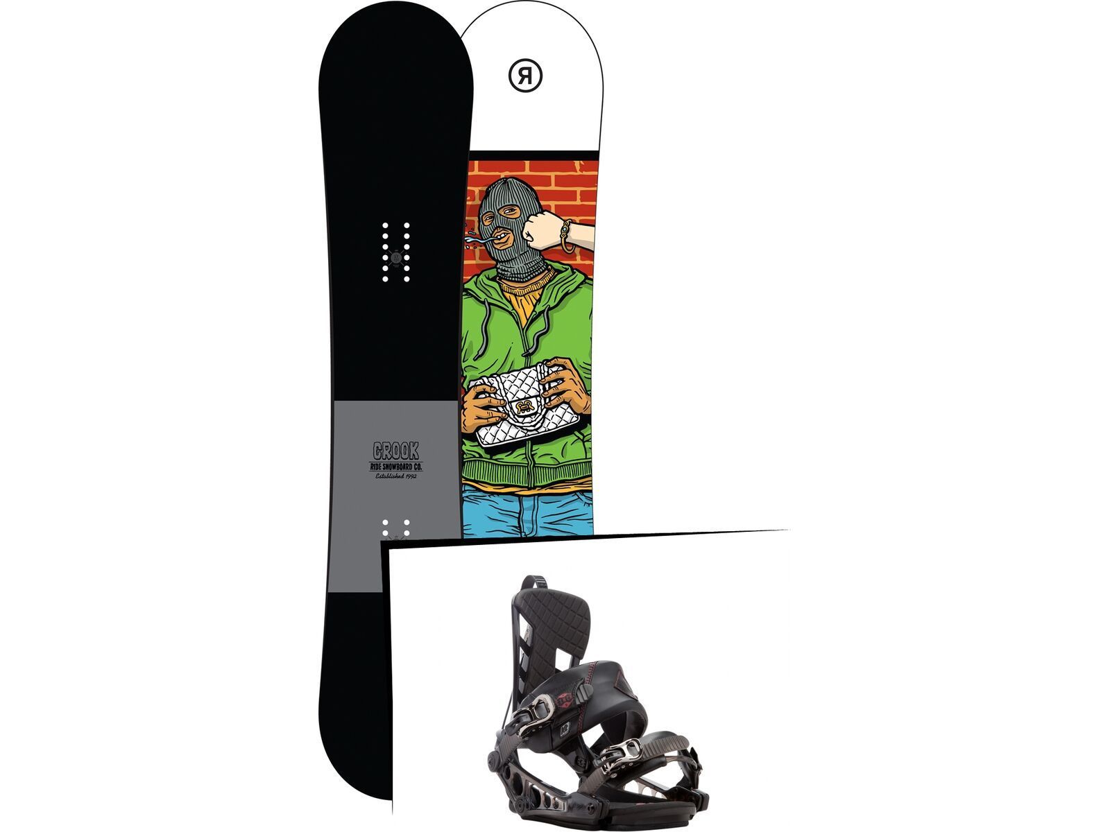 Set: Ride Crook 2017 + K2 Cinch CTS 2017, black - Snowboardset | Bild 1