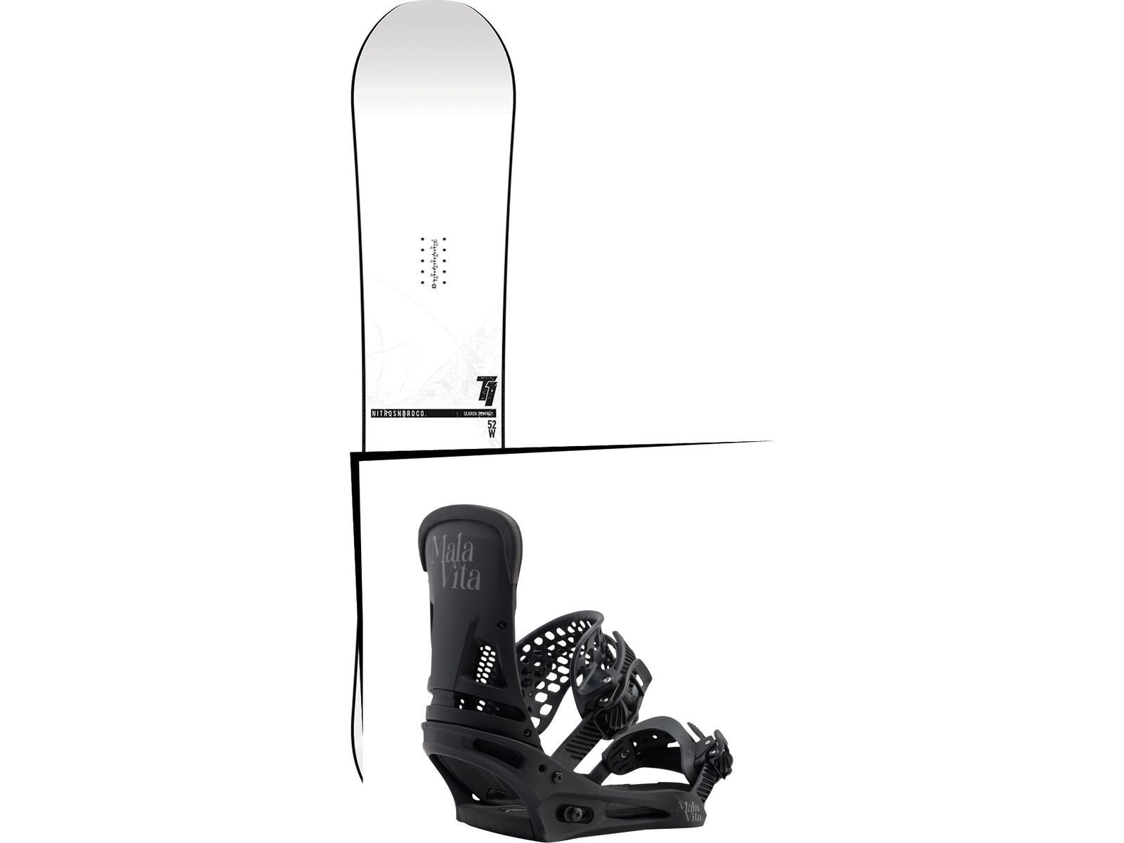 Set: Nitro T1 Wide 2017 + Burton Malavita 2017, black - Snowboardset | Bild 1