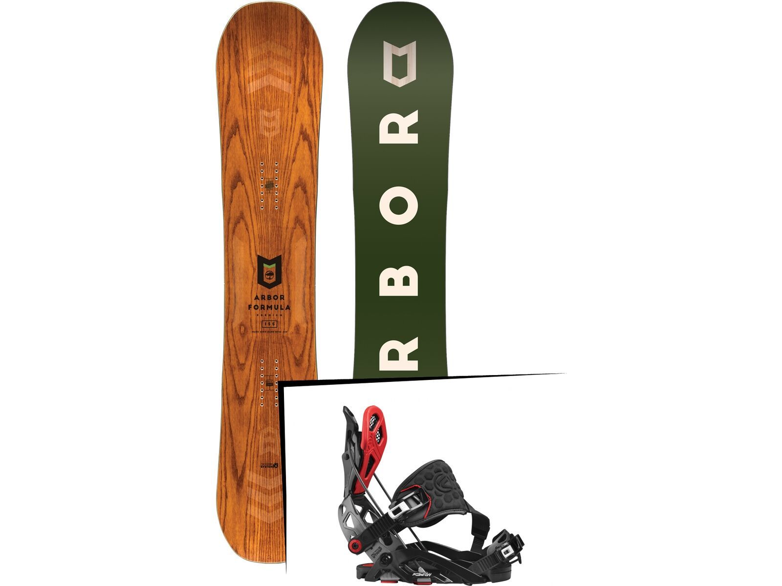 Set: Arbor Formula Premium 2017 + Flow Fuse-GT Hybrid 2017, black/red - Snowboardset | Bild 1