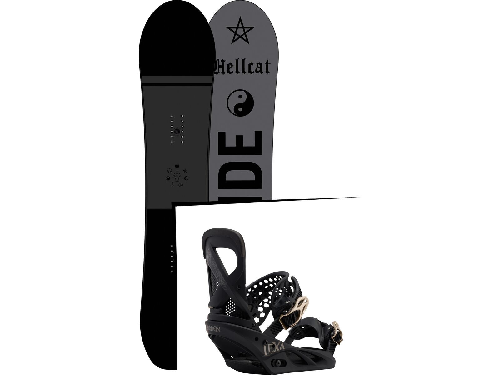 Set: Ride Hellcat 2017 + Burton Lexa 2017, black gold - Snowboardset | Bild 1