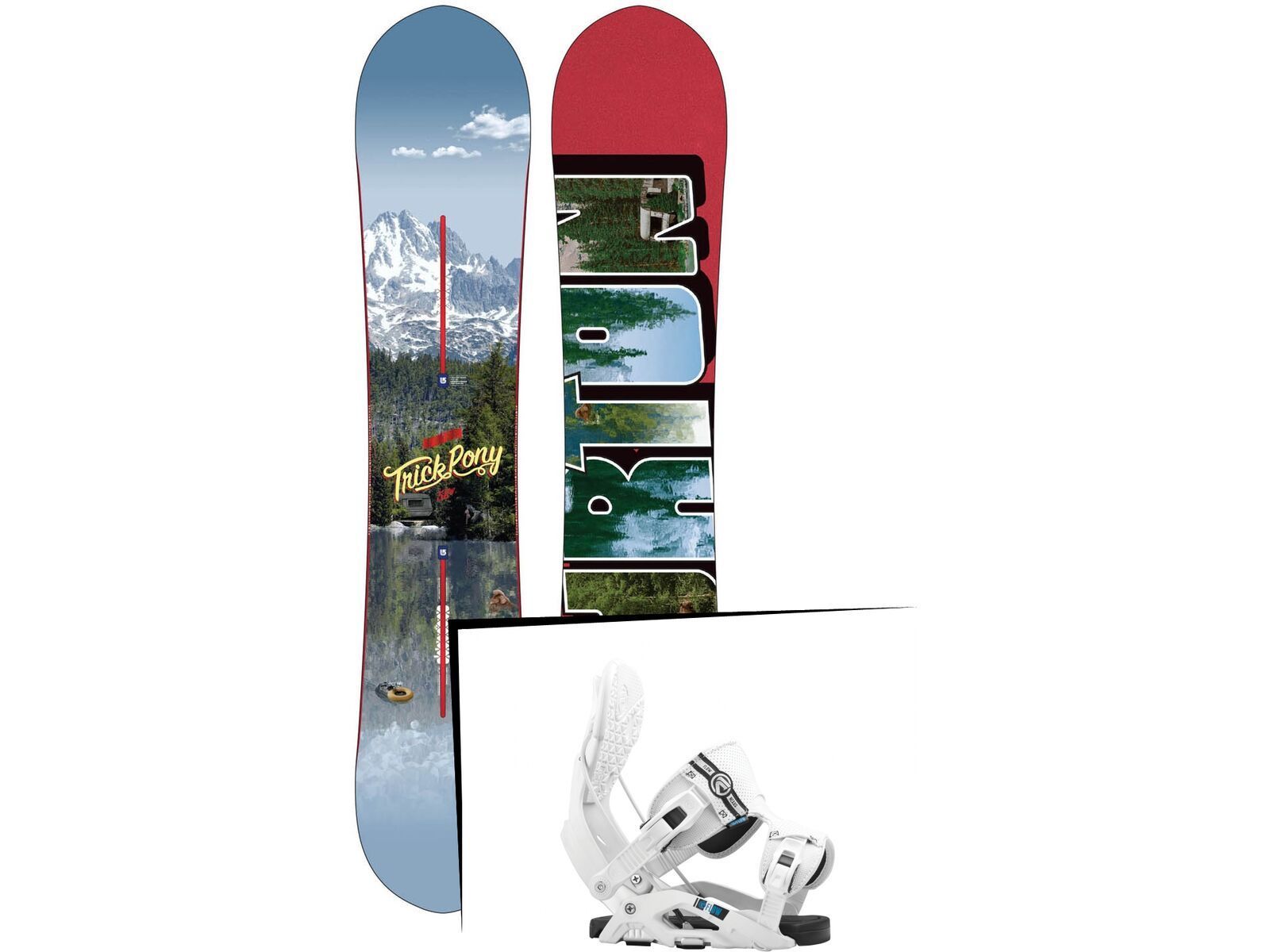 Set: Burton Trick Pony Wide 2015 + Flow Nexus 2016, white - Snowboardset | Bild 1