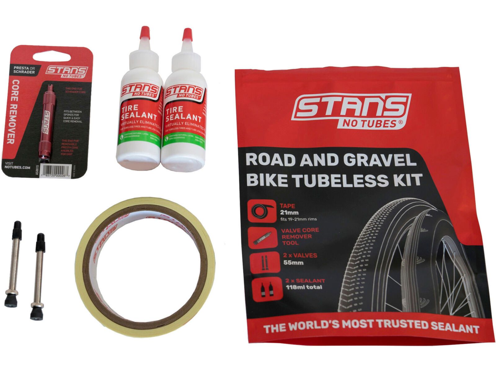 Stan's NoTubes Road and Gravel Bike Tubeless Kit - 25 mm Tape / Valve / Tire Sealant | Bild 1