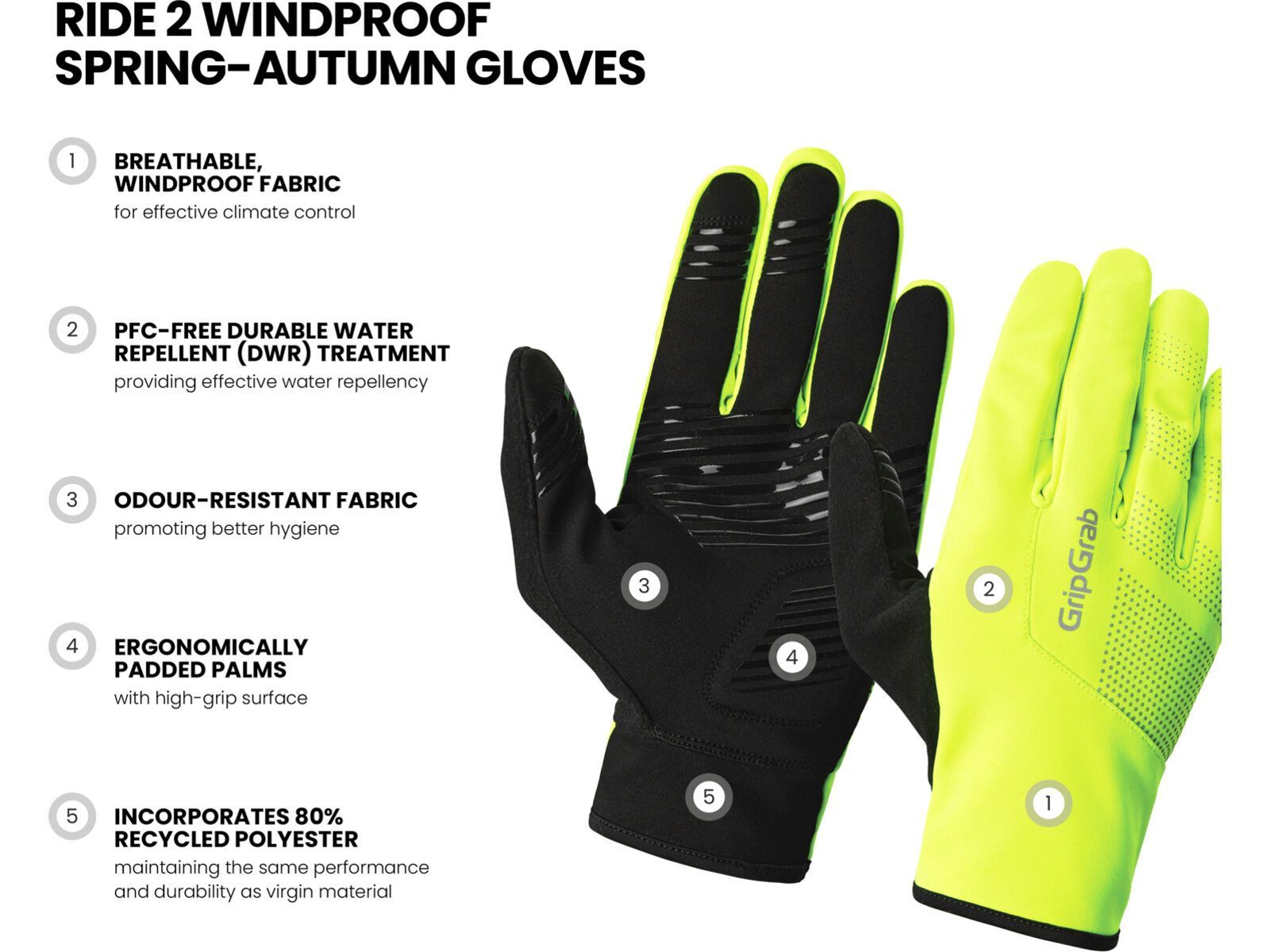 GripGrab Ride 2 Windproof Spring-Autumn Gloves, yellow hi-vis | Bild 7