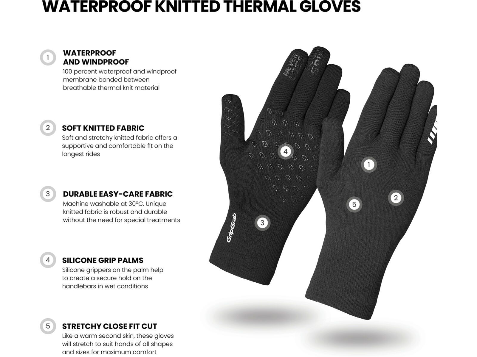GripGrab Waterproof Knitted Winter Gloves, black | Bild 8