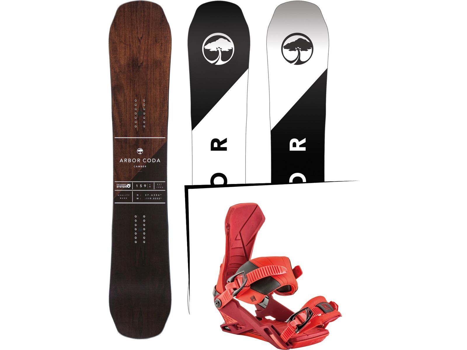 Set: Arbor Coda Camber Mid Wide 2017 + Nitro Team 2017, inferno - Snowboardset | Bild 1