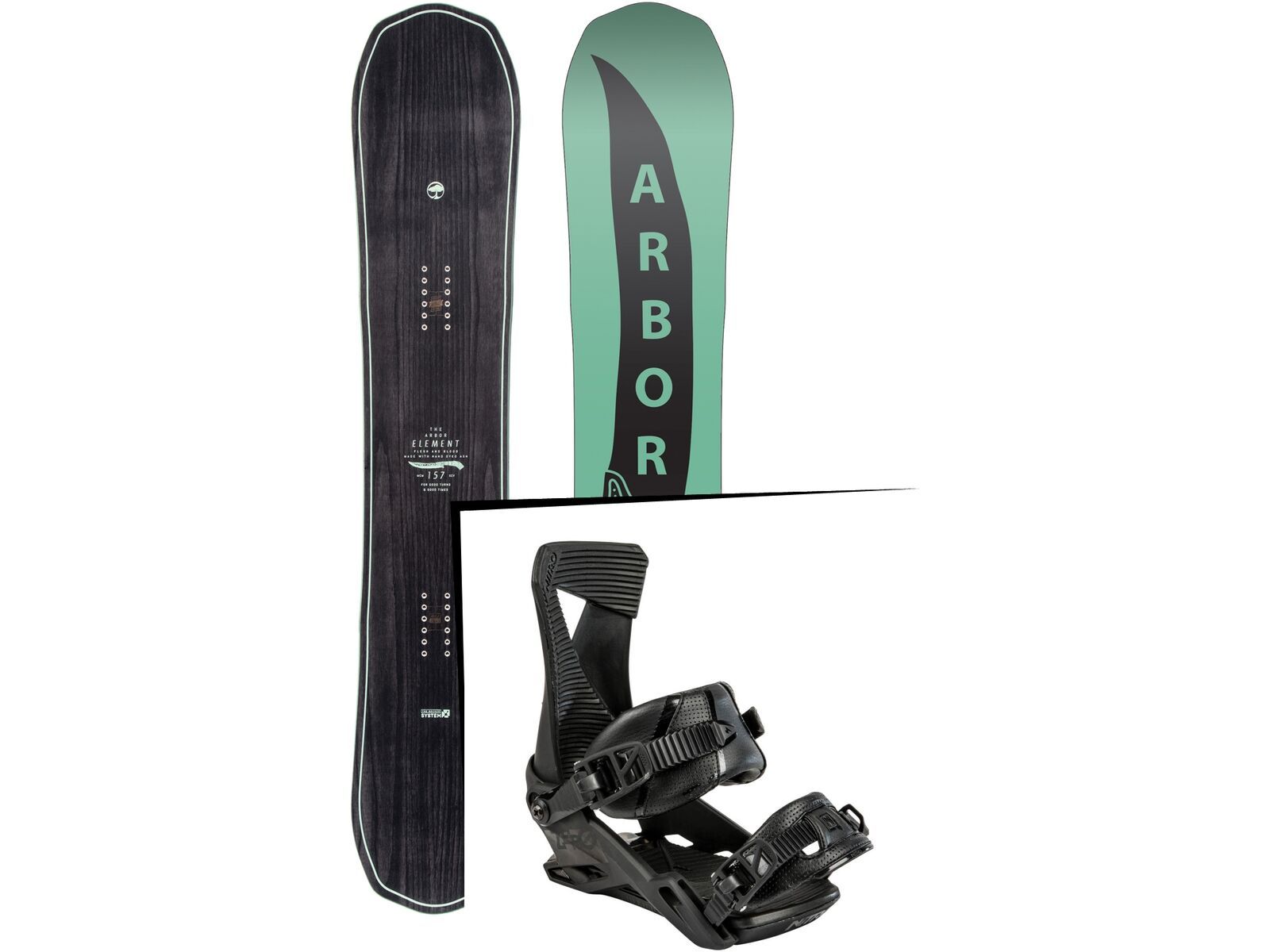 Set: Arbor Element Mid Wide 2017 + Nitro Zero 2015, black - Snowboardset | Bild 1