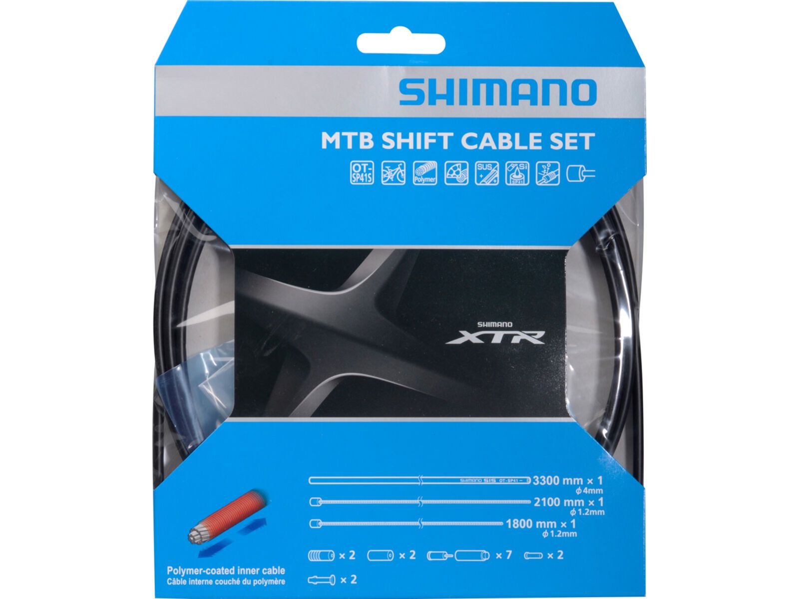Shimano Schaltzug-Set MTB Edelstahl polymerbeschichtet - 1x 1.800/1x 2.100 mm | Bild 1