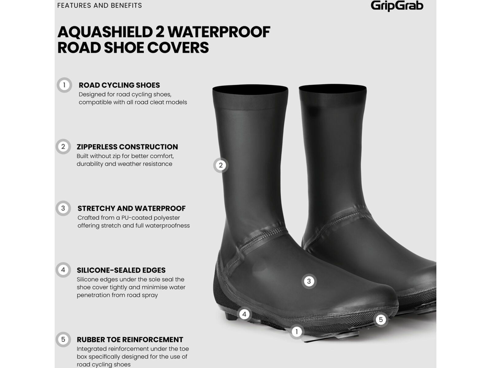 GripGrap AquaShield 2 Waterproof Road Shoe Covers, black | Bild 9