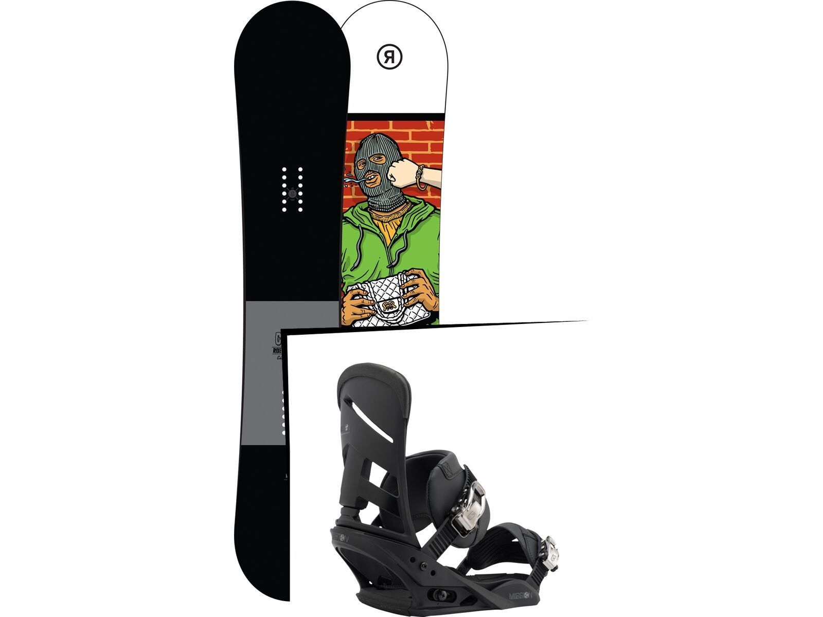 Set: Ride Crook 2017 + Burton Mission 2017, black - Snowboardset | Bild 1