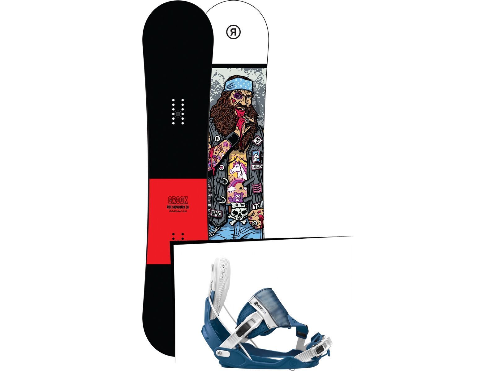 Set: Ride Crook Wide 2017 + Flow Five Hybrid 2017, blue - Snowboardset | Bild 1