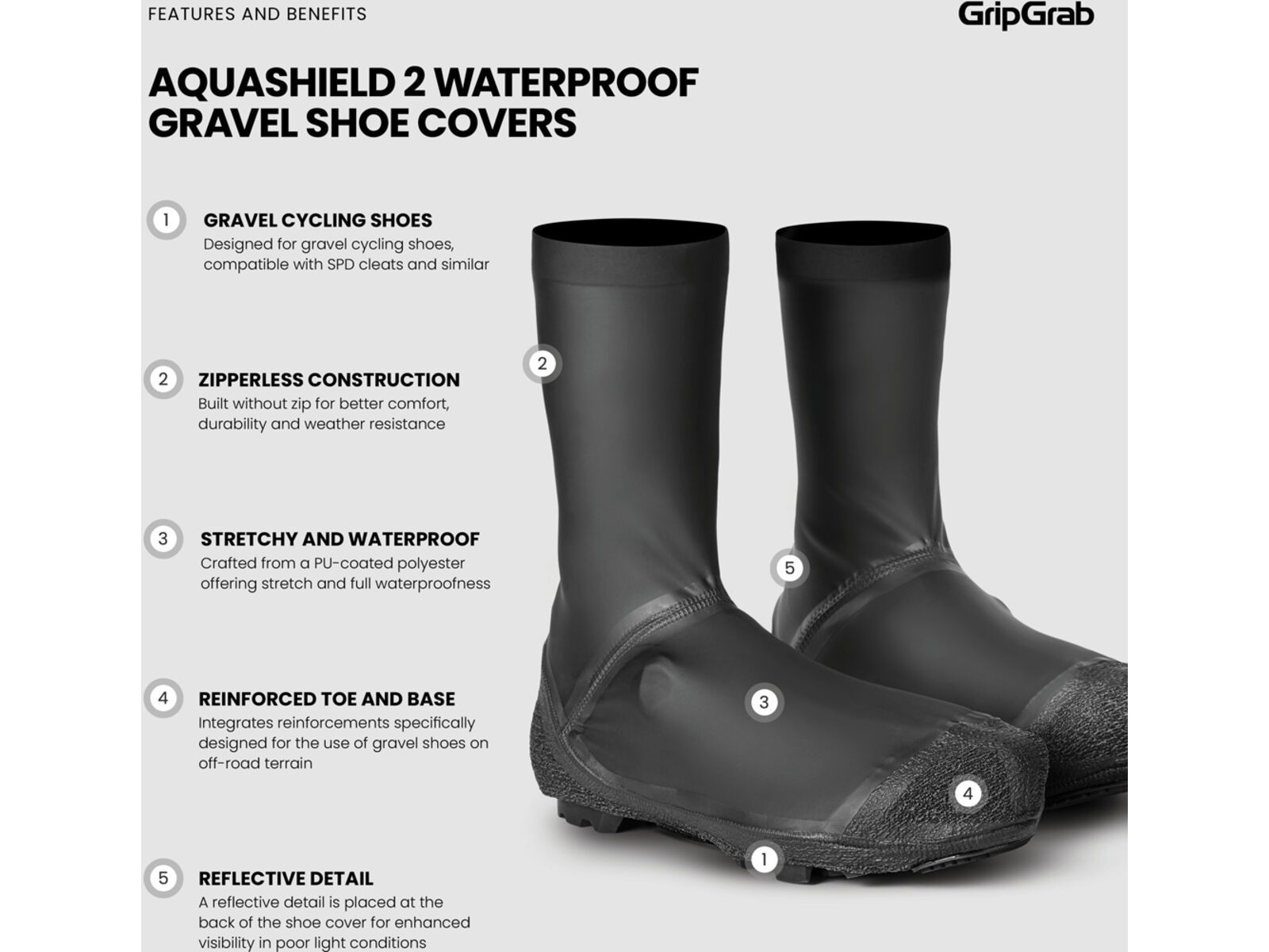 GripGrap AquaShield 2 Waterproof Gravel Shoe Covers, black | Bild 9