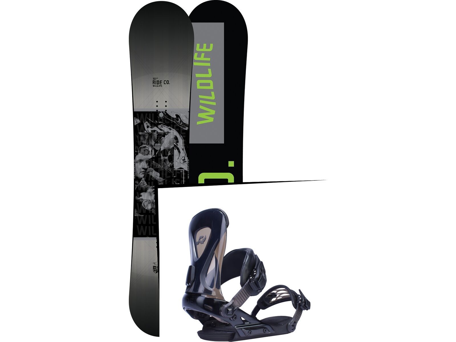 Set: Ride Wild Life 2017 + Ride Revolt 2017, black - Snowboardset | Bild 1