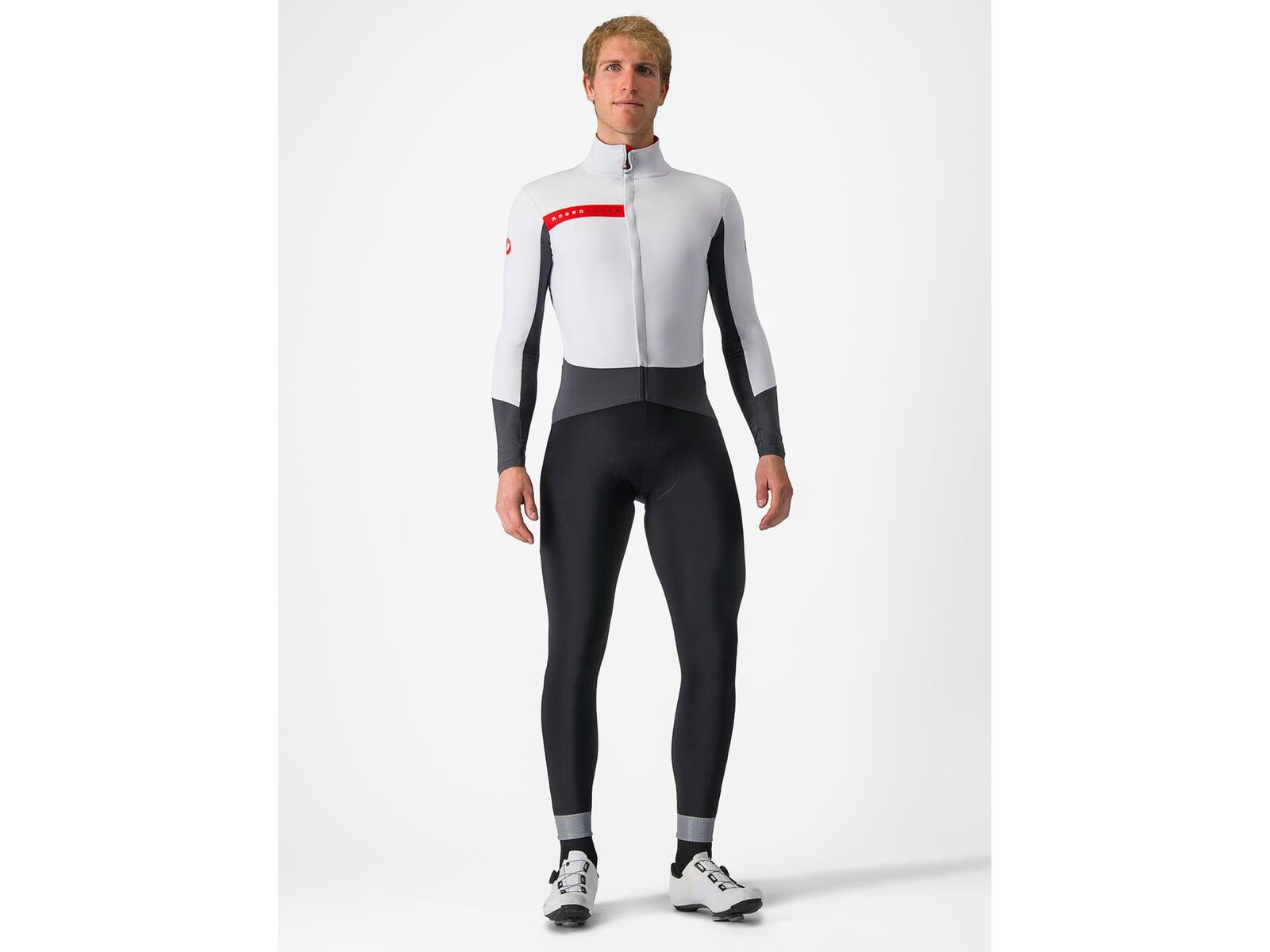 Castelli ROMBO 18 Sock Calzini Uomo In Misto Lana Merino | Alti 18 Cm, Traspiranti, Con Protezione Gamba | Black/Dark Gray/Red, Taglia XXL