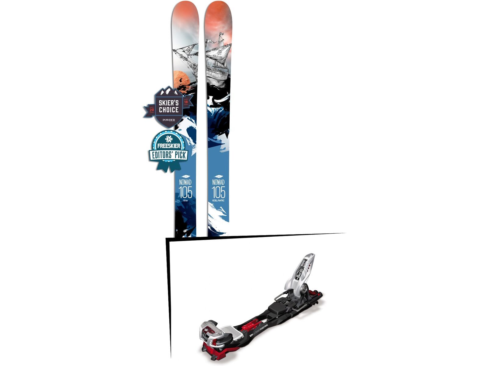 Set: Icelantic Nomad 105 Lite 2018 + Marker Baron EPF 13 black/white/red | Bild 1