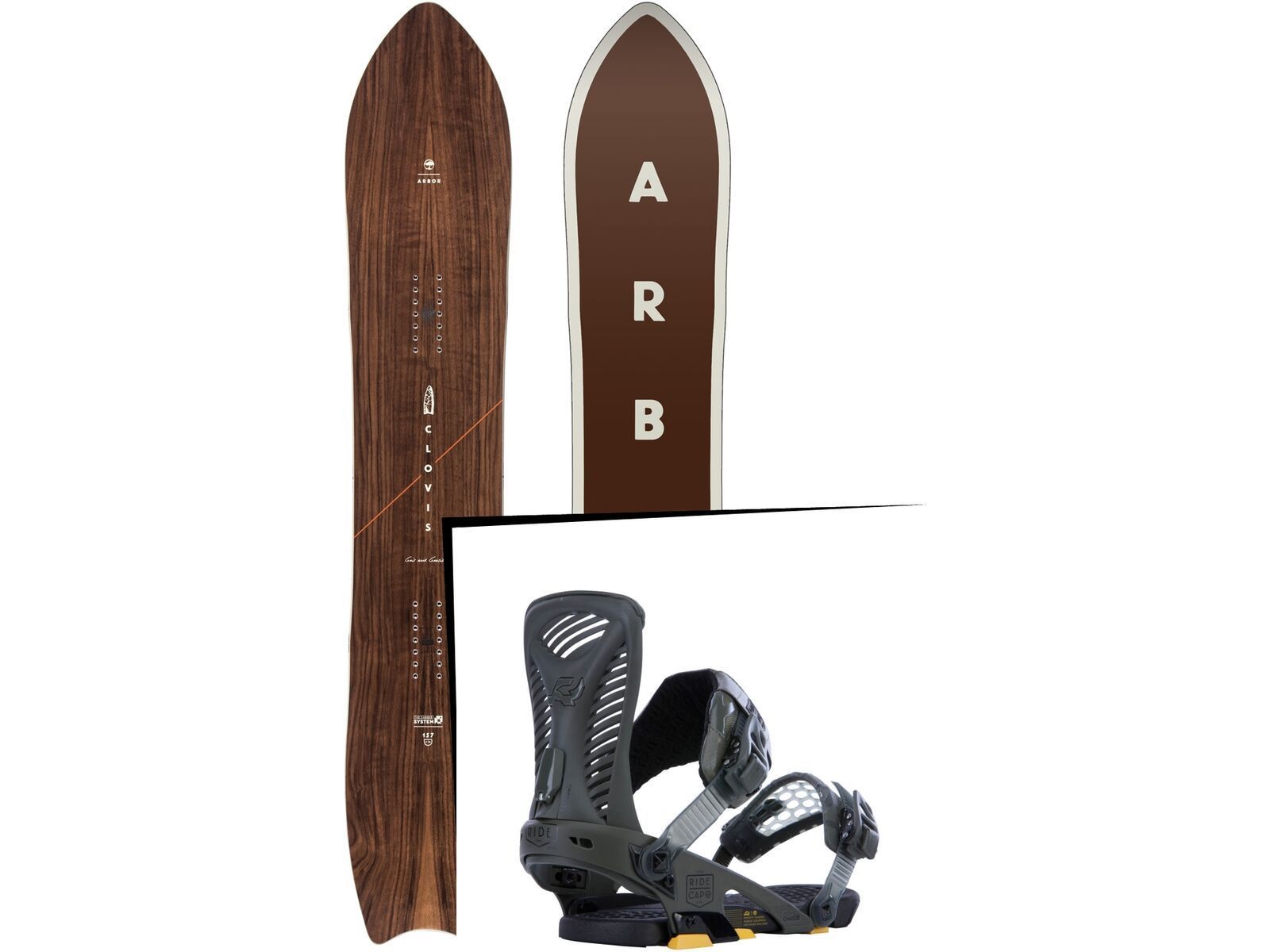 Set: Arbor Clovis 2017 + Ride Capo 2015, matte olive - Snowboardset | Bild 1