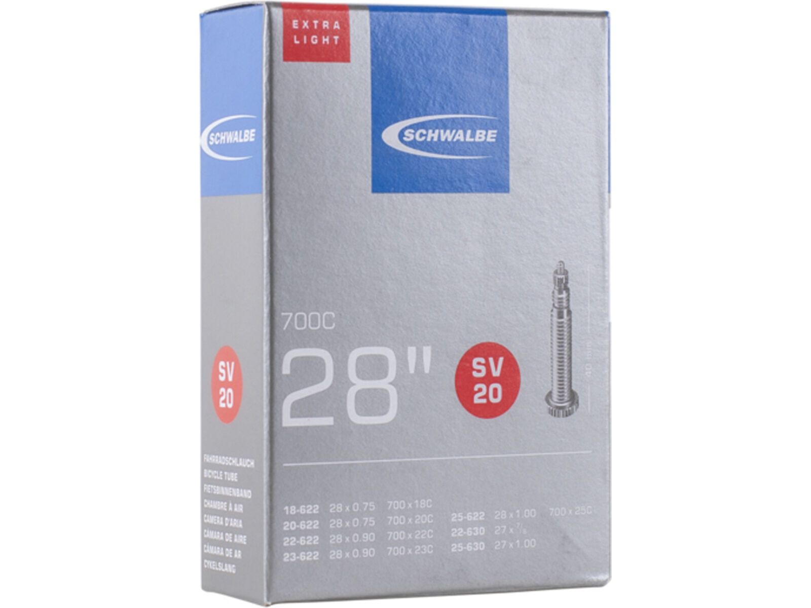 Schwalbe Schlauch SV 20 Extra Light - 28 Zoll / 700 x 18-25C / 40 mm | Bild 1