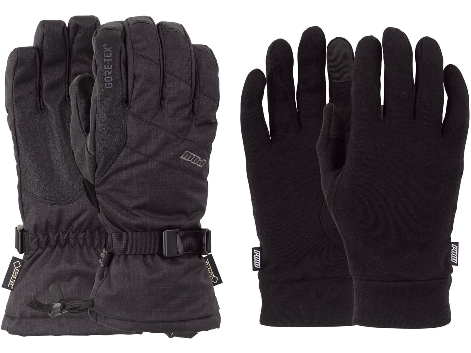 POW Gloves Warner Gore-Tex Long Glove + Merino Liner, black | Bild 2