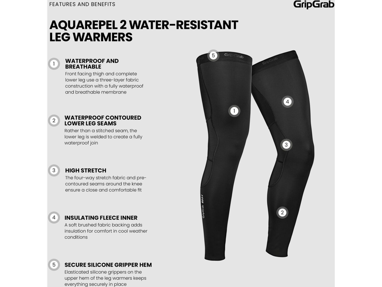 GripGrap AquaRepel 2 Water-Resistant Leg Warmers, black | Bild 9