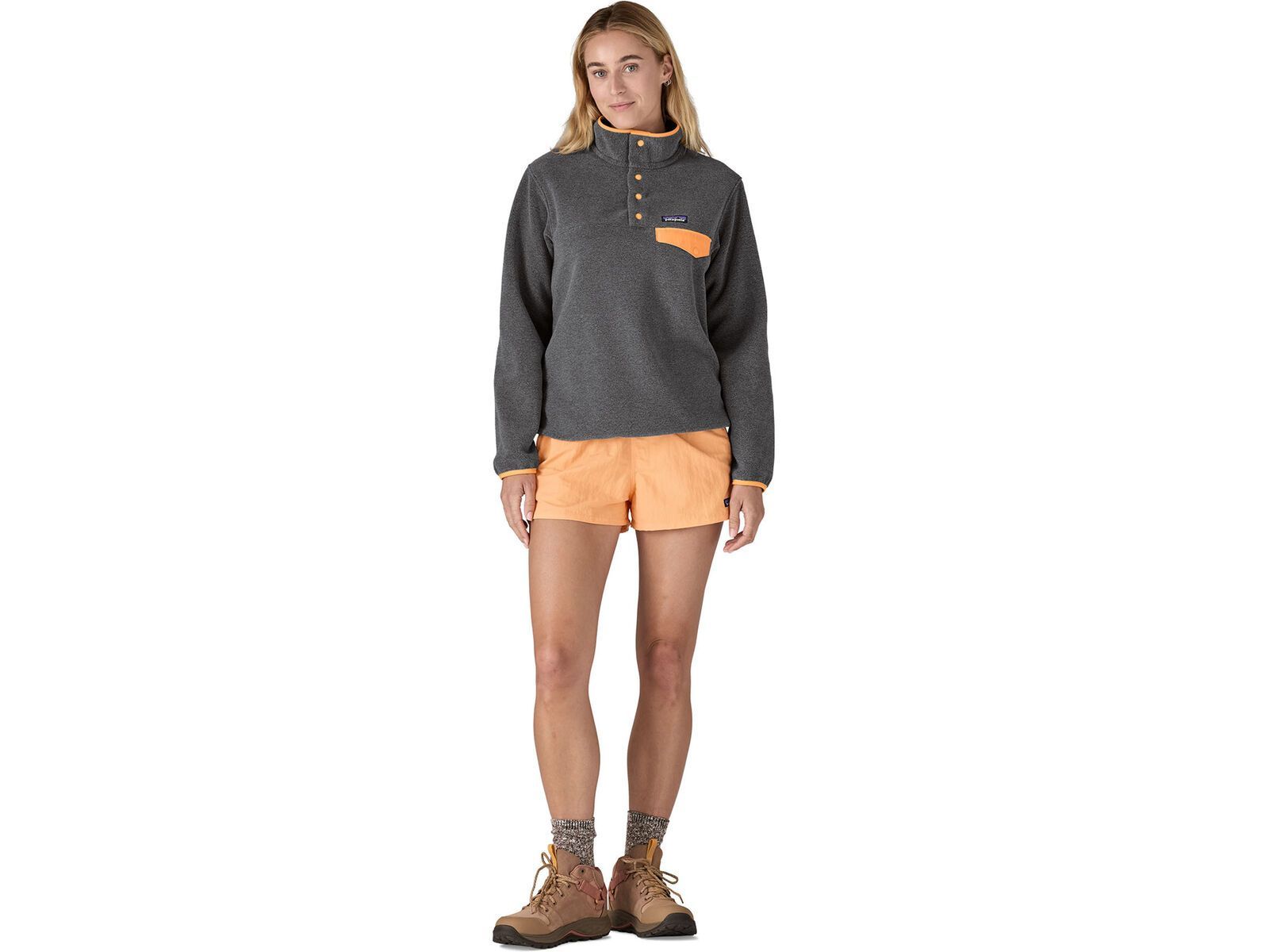 Patagonia Women's Lightweight Synchilla Snap-T Pullover, nickel w/vivid apricot | Bild 4