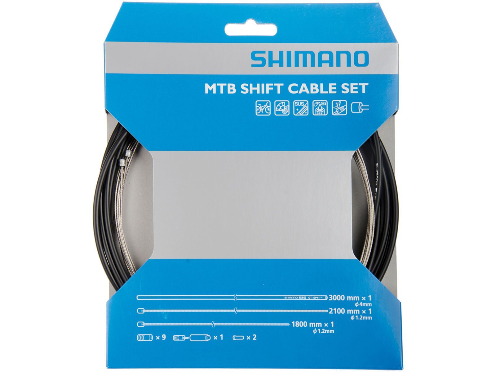 Shimano Schaltzug-Set MTB Edelstahl - 1x 1.800/1x 2.100 mm, schwarz | Bild 1