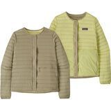 Patagonia Women's Lightweight Reversible Down Sweater Cardigan weathered stone