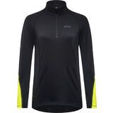 Gore Wear M Damen Mid Zip Shirt Langarm black/neon yellow